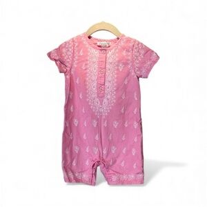 Pottery Barn Kids Pink Embroidered Romper Size 12-18 Months
